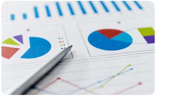 pie charts with a silver pen