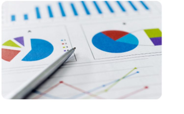 pie charts with a silver pen